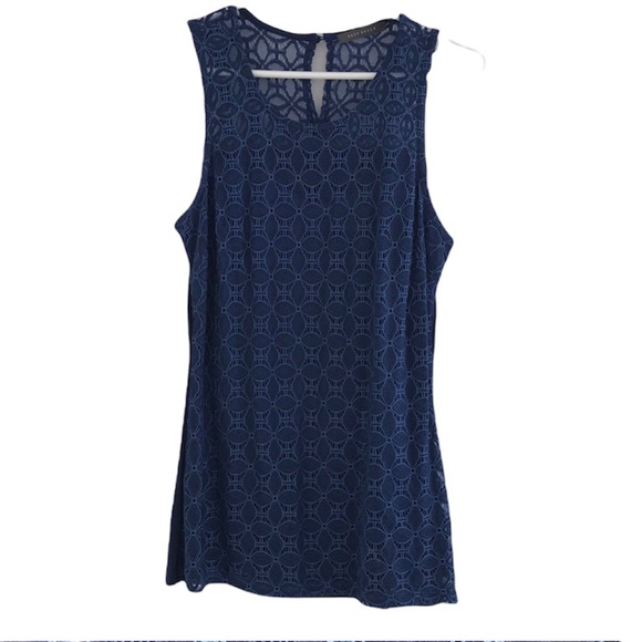 Suzy Shier | Women’s sleeveless blouse. Size M. Lace detail. Blue. Preloved. - Picture 1 of 7